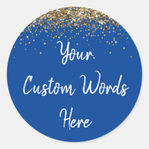 Sticker Rond Fête Personnalisée Favoriser Anniversaire Royal Bl