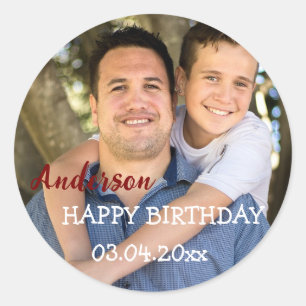 Sticker Rond Fête photo d'anniversaire joyeuse personnalisée