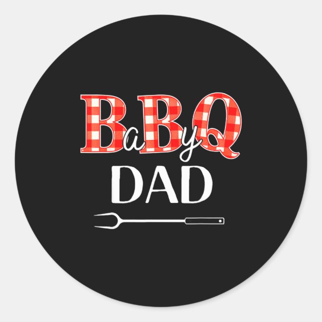 Sticker Rond Fête pour l'arrivée de bébé papa barbecue fête mig (Devant)