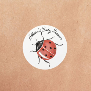 Sticker Rond Fête prénatale coccinelle amusante 