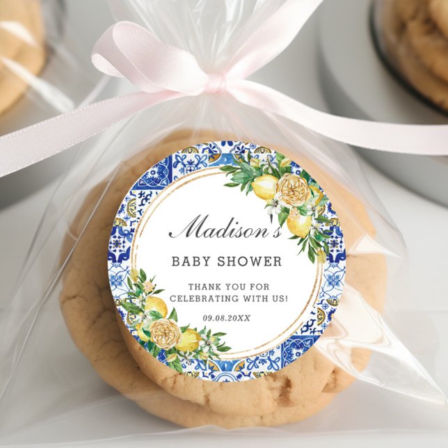 Sticker Rond Fête prénatale de mariage de naissance Méditerrané (Créateur téléchargé)