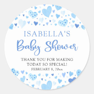 Sticker Rond Fête Prénatale Saint Valentin Cœurs Bleus