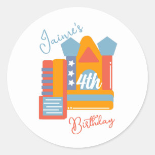 Sticker Rond Fête sautillante Coloré Gonflables Anniversaire
