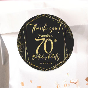Sticker Rond Fête surprise pour 70e anniversaire paillettes noi