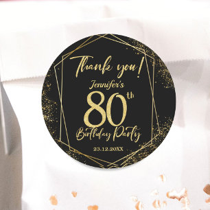 Sticker Rond Fête surprise pour 80e anniversaire paillettes noi