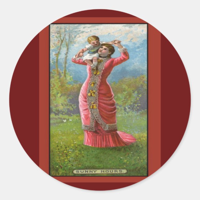Sticker Rond Fête vintage des mères Heures ensoleillées (Devant)