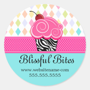 Sticker Rond Fête Whimsical Cerry Cupcake Boulangerie Couvercle