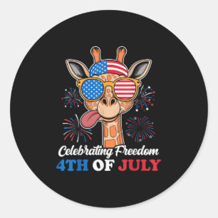Sticker Rond Fêter la liberté 4 juillet Drapeau américain patri