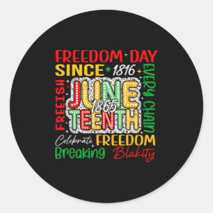 Sticker Rond Fêter le 11 juin 1865 Afro Black American Blac