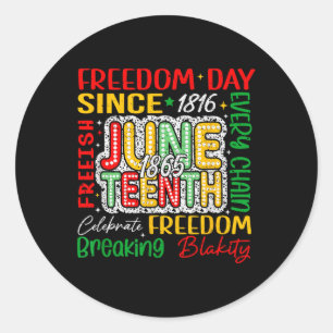 Sticker Rond Fêter le 11 juin 1865 Afro Black American Blac