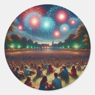 Sticker Rond Fêter le 4 juillet avec un Bang !