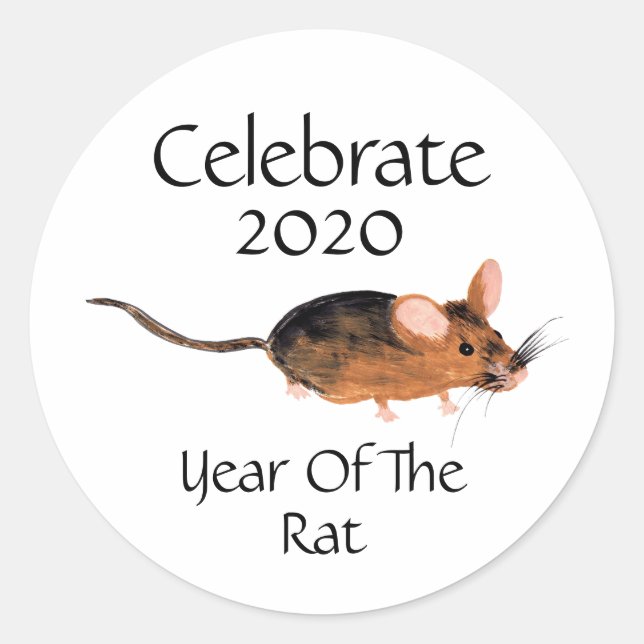 Sticker Rond Fêter le Nouvel An chinois 2020 | Année du rat (Devant)