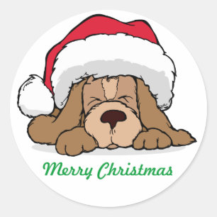 Sticker Rond Fêtes Chien Chien de Noël Saison Design Season