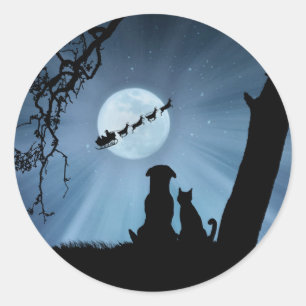 Sticker Rond Fêtes de chat et de chien