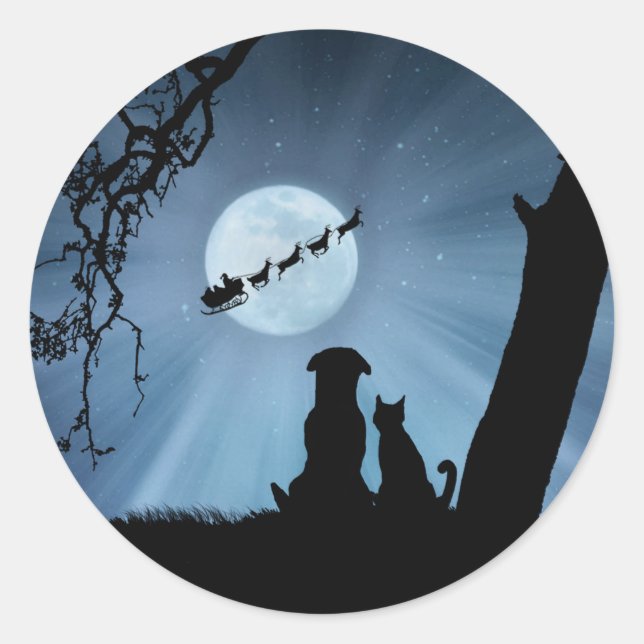 Sticker Rond Fêtes de chat et de chien (Devant)