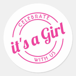 Sticker Rond Fêtez avec nous C'est une fête de révélation de ge