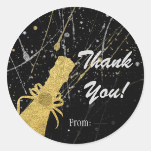 Sticker Rond Fêtez la fête de champagne argent et or Favoriser