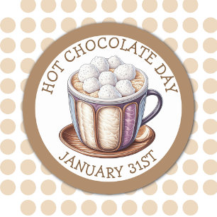 Sticker Rond Fêtez la Journée du chocolat chaud, 31 janvier aut