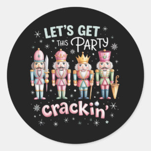 Sticker Rond Fêtons Noël avec un casse-noisette de Noël