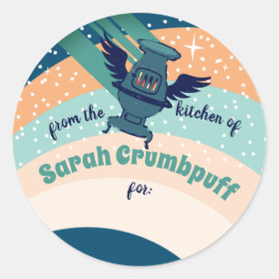 Sticker Rond Feu d'ange volant Noël de la cuisine de