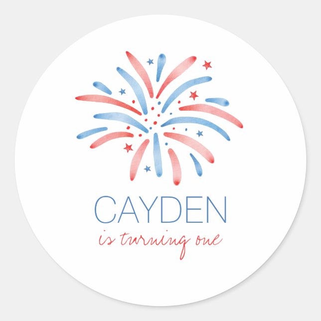 Sticker Rond Feu d'artifice 4 juillet Anniversaire (Devant)