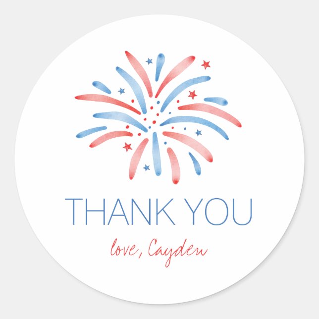 Sticker Rond Feu d'artifice Anniversaire du 4 juillet (Devant)