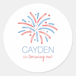 Sticker Rond Feu d'artifice Anniversaire du 4 juillet