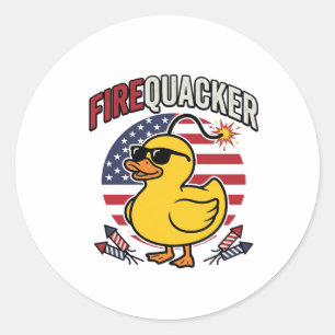 Sticker Rond Feu d'artifice Canard Patriotique Conception Vecto