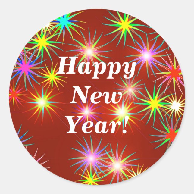 Sticker Rond Feu d'artifice du Nouvel An Flash en rouge (Devant)