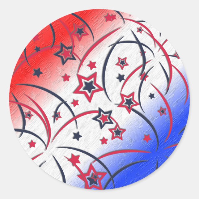 Sticker Rond Feu d'artifice en bleu blanc rouge (Devant)