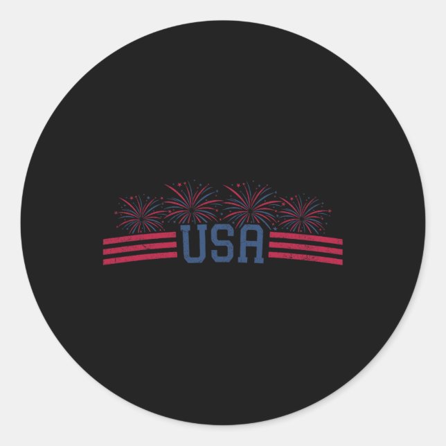 Sticker Rond Feu d'artifice patriotique 4 juillet Drapeau améri (Devant)