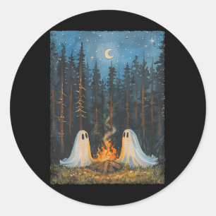 Sticker Rond Feu de camp fantôme Camping Forêt de l'Amant Gothi