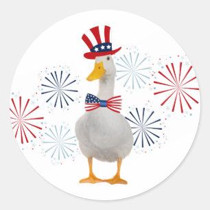 Sticker Rond Feu de canard patriotique