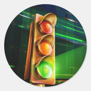 Sticker Rond Feu de signalisation -