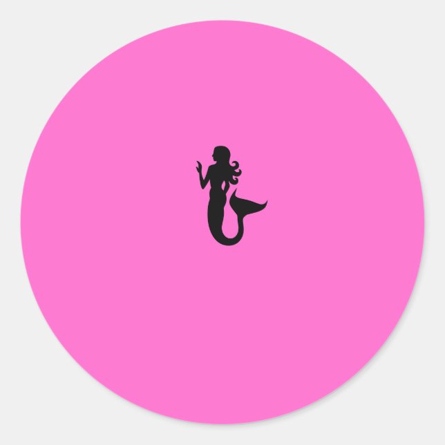 Sticker Rond Feu d'océan_Sirène noire sur rose (Devant)