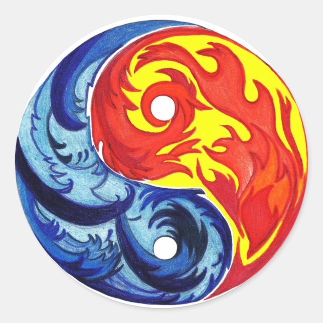 Sticker Rond Feu et glace Yin-Yang (Devant)