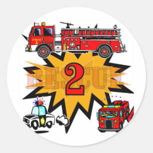 Sticker Rond Feu et Secourir 2ème Anniversaire Tshirts et cadea