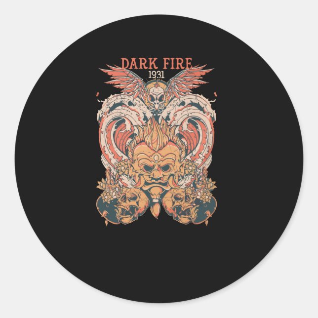 Sticker Rond Feu Sombre (Devant)