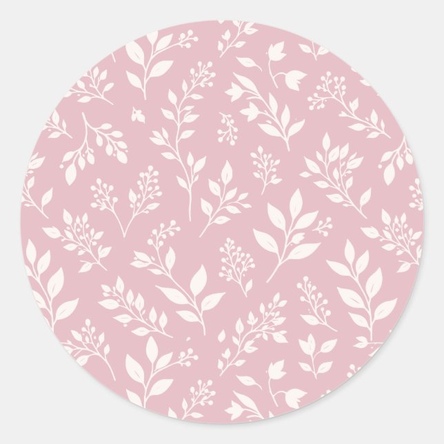 Sticker Rond Feuillage d'automne neutre - Rose apaisé (Devant)
