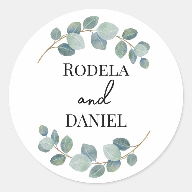Sticker Rond Feuillage de feuilles d'eucalyptus (Devant)