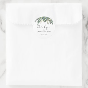Sticker Rond Feuillage de jardin Nature Verdure Mariage Remerci