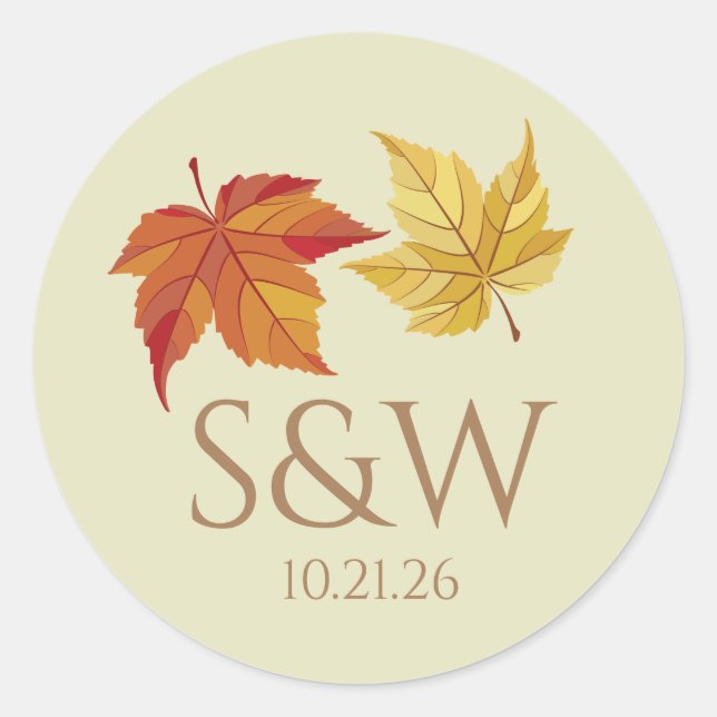 Sticker Rond Feuillage de mariage d'automne  (Devant)