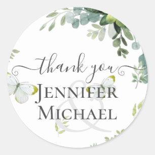 Sticker Rond Feuillage de verdure élégant pour mariage