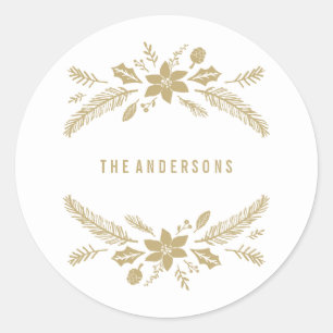 Sticker Rond Feuillage d'hiver or