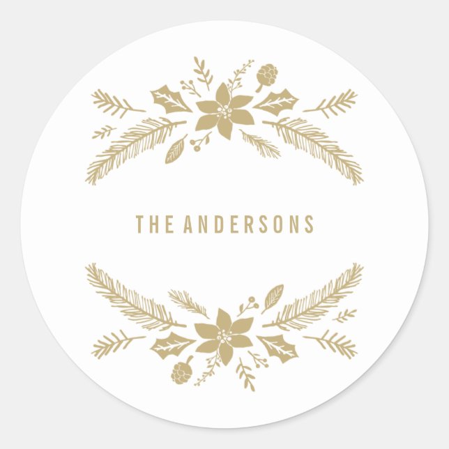 Sticker Rond Feuillage d'hiver or (Devant)