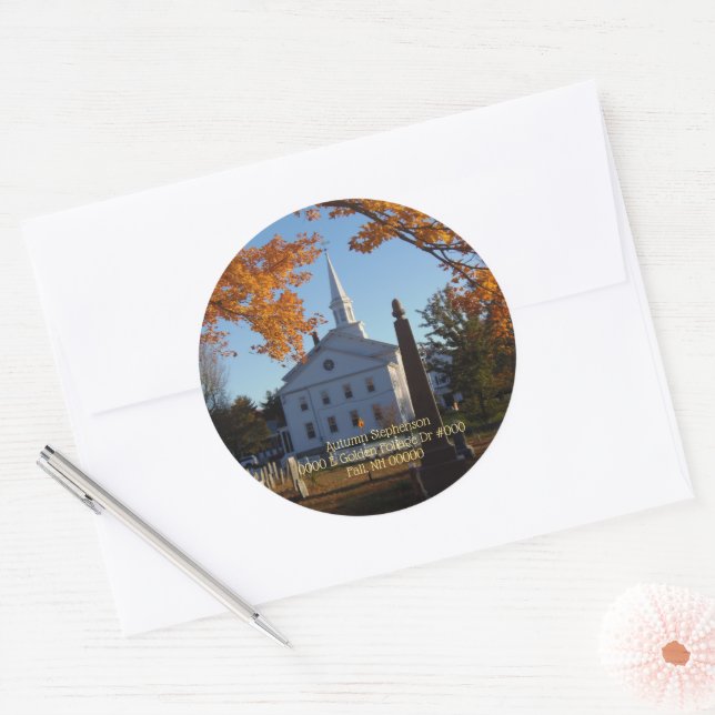 Sticker Rond Feuillage d'or avec sceaux d'enveloppe de l'église (Enveloppe)