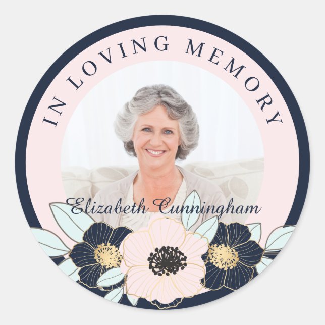 Sticker Rond Feuillage floral et verdoyant en or (Devant)