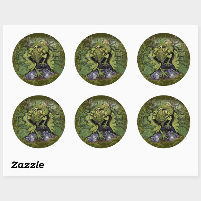 Sticker Rond Feuillage forestier Dragon~stickers (Feuille)