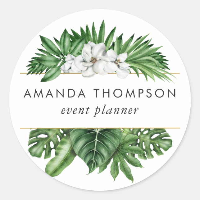 Sticker Rond Feuillage tropical verdoyant (Devant)
