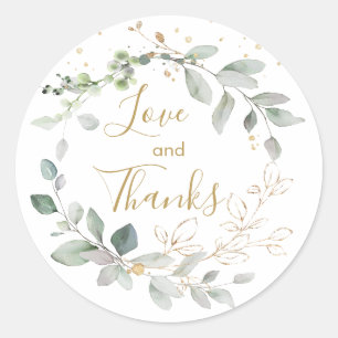 Sticker Rond Feuillage vert et or Merci
